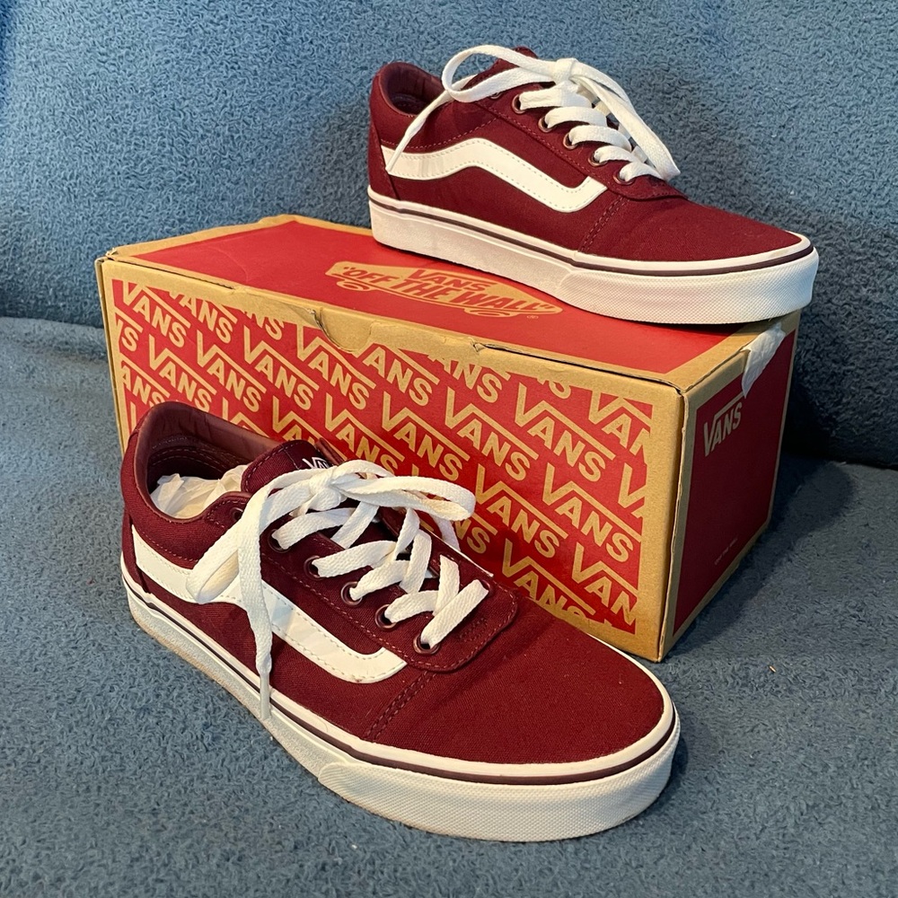 Women’s Vans Burgundy and White High-Tops